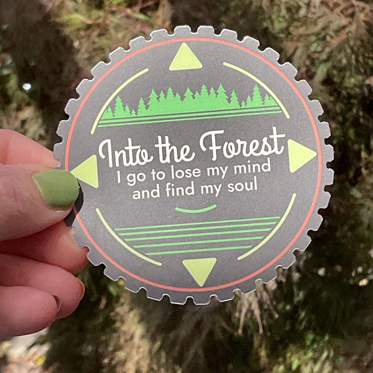 Into The Forest I Go Compass 3” Vinyl sticker