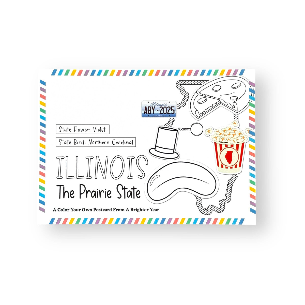 Color Your Own Illinois State Postcard