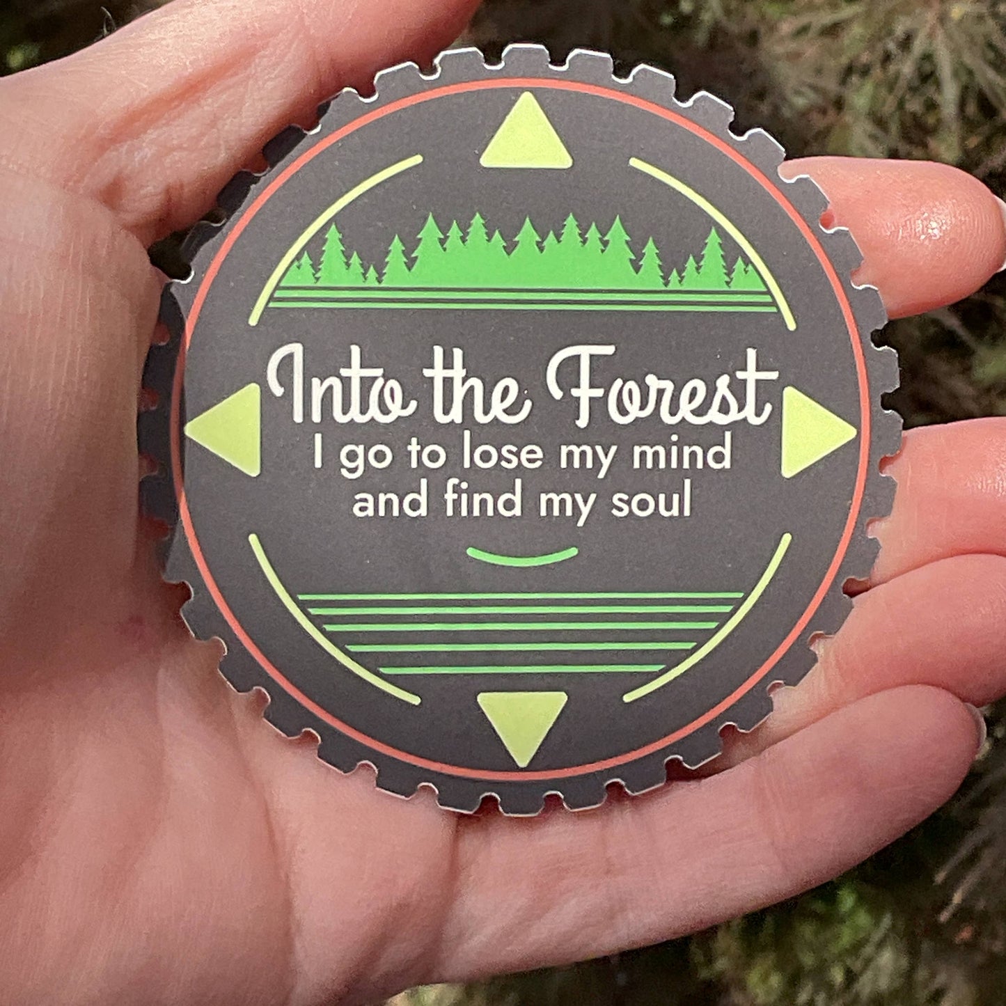 Into The Forest I Go Compass 3” Vinyl sticker