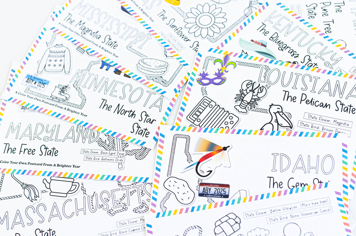 Color Your Own Illinois State Postcard