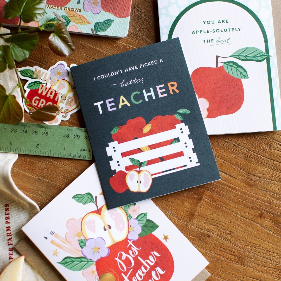 Best Teacher Ever Apple Greeting Card