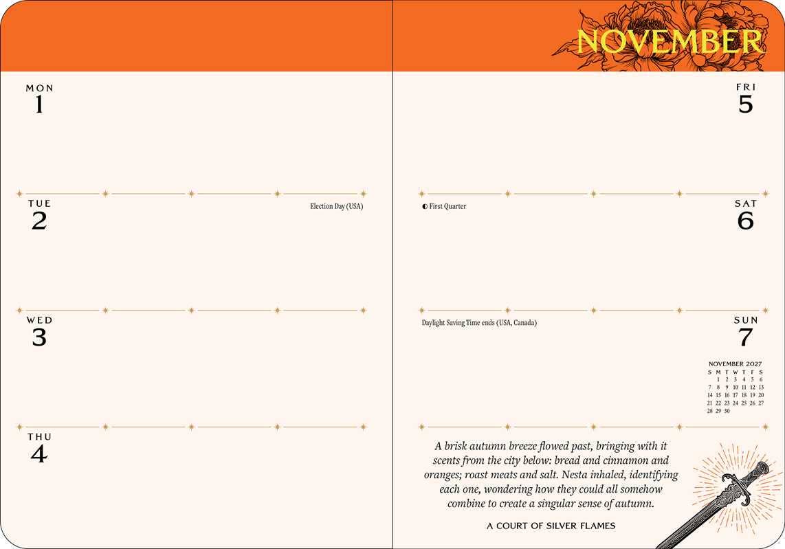 Court of Thorns and Roses 2027 Monthly/Weekly Planner Calendar