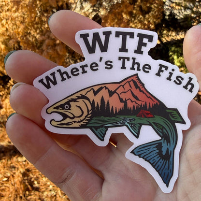 WTF - Where's The Fish, Colorful Fishing Vinyl Sticker