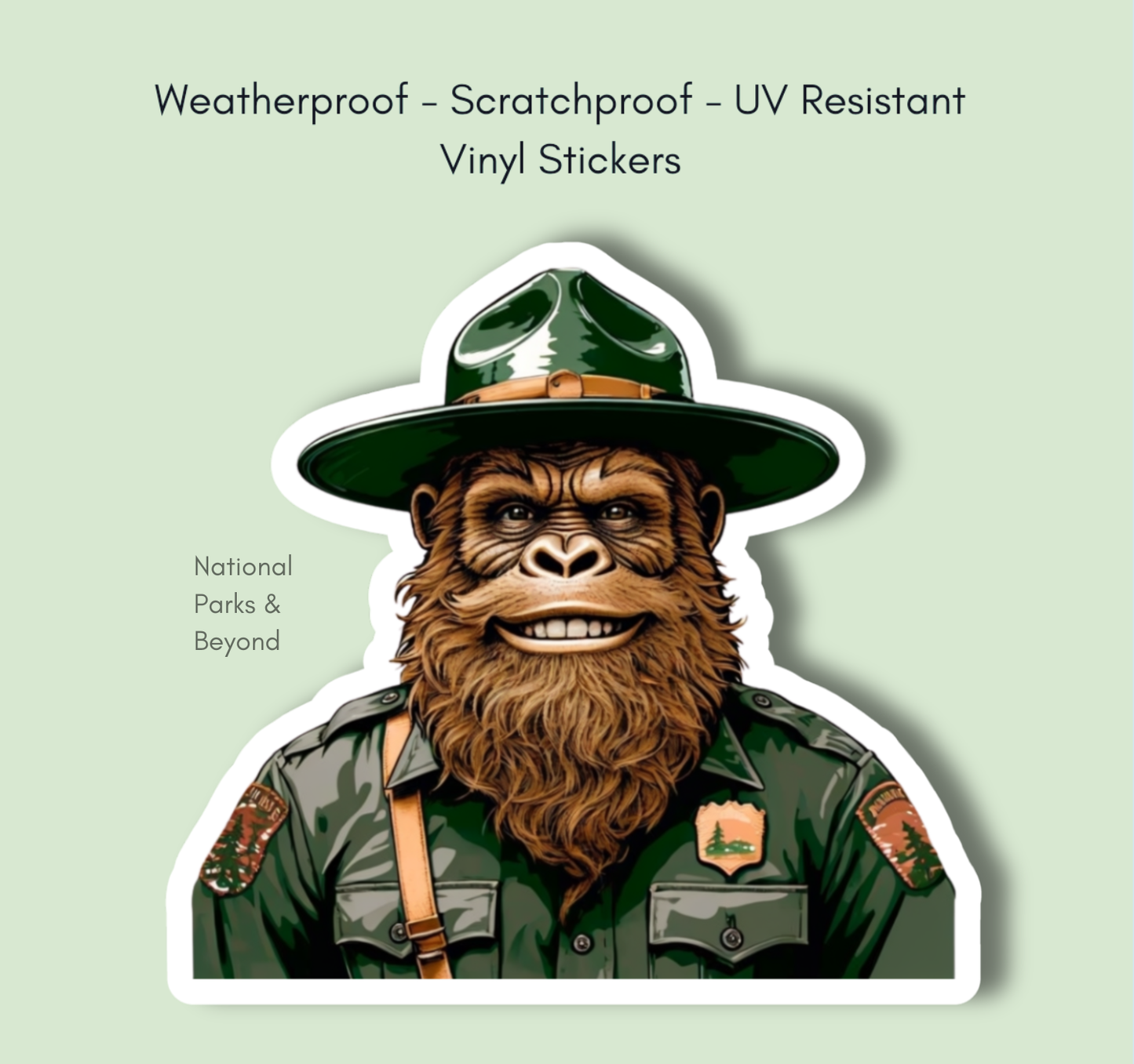 Happy Park Ranger Sasquatch or Bigfoot Vinyl 3" Sticker