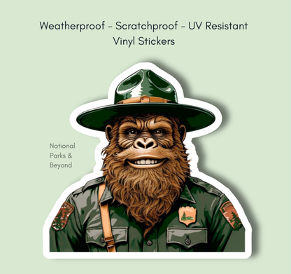 Happy Park Ranger Sasquatch or Bigfoot Vinyl 3" Sticker