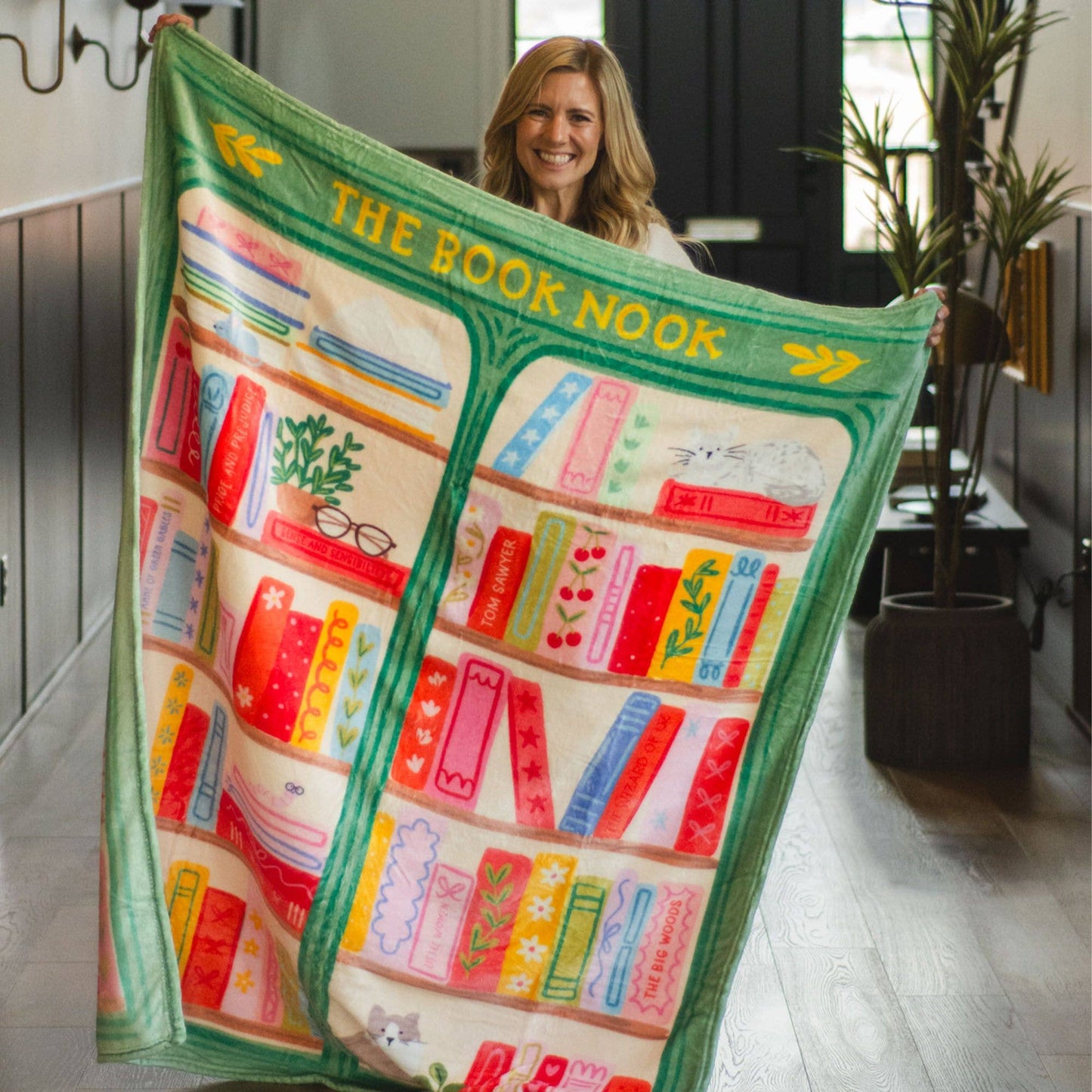 The Book Nook Reading Lover Fleece Throw Blanket