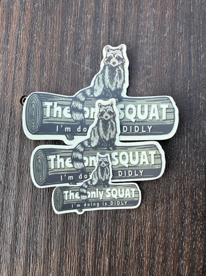 The Only Squat I’m Doing Is Didly Raccoon Sticker