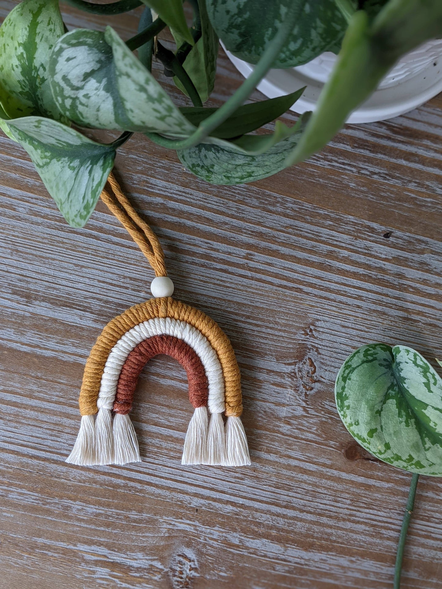 Macrame Rainbow Car Charm