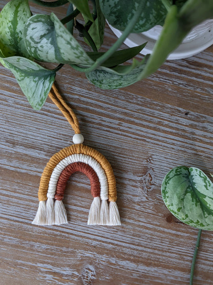 Macrame Rainbow Car Charm