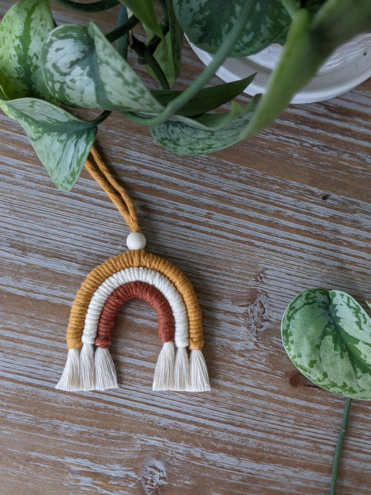 Macrame Rainbow Car Charm