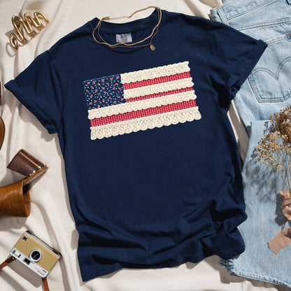 Comfort Colors American Flag Shirt,FauxPatchwork USA Sweater