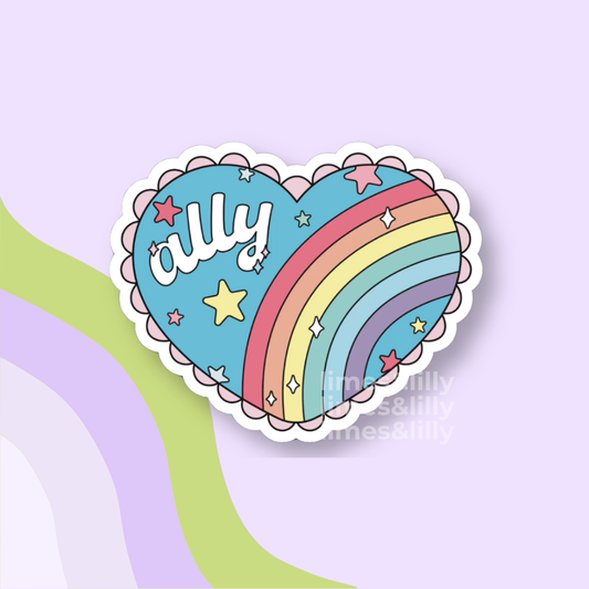Ally Rainbow Heart LGBTQ Pride Vinyl Sticker