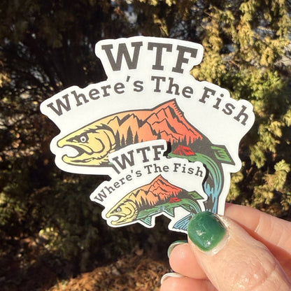 WTF - Where's The Fish, Colorful Fishing Vinyl Sticker