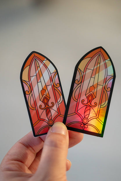 Stained Glass Sword Waterproof Vinyl Sticker | Bookish