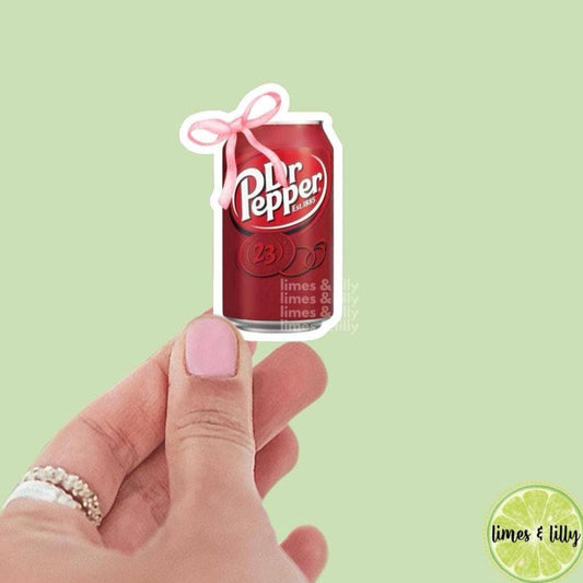 Soda Can Coquette Bow Vinyl Sticker | Soda Sticker | Girly