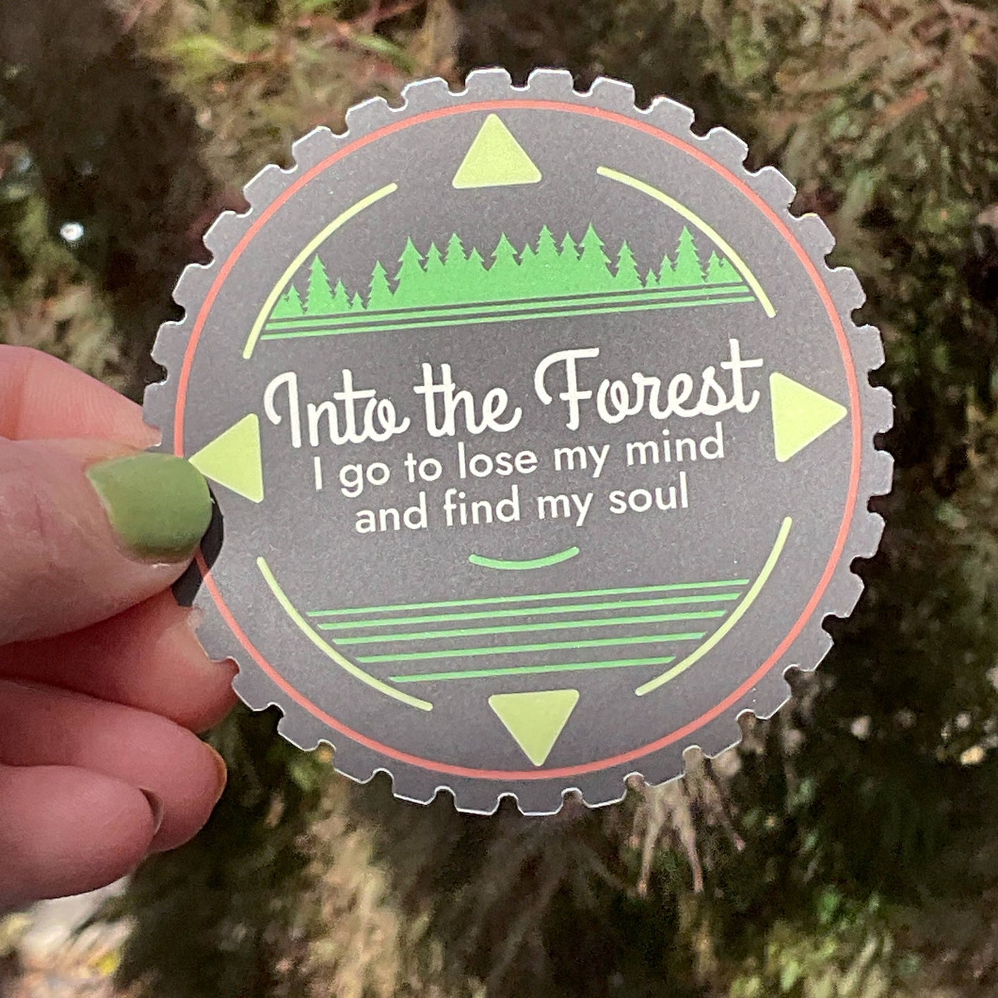 Into The Forest I Go Compass 3” Vinyl sticker