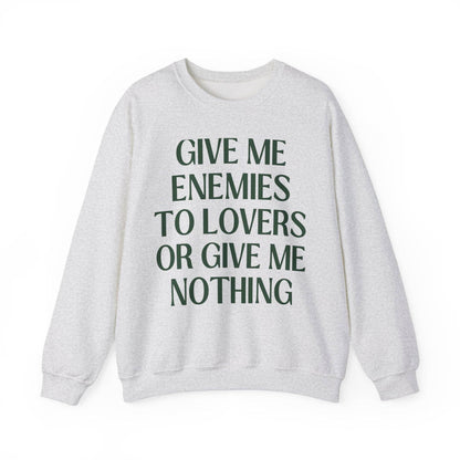 Cute Bookish Sweatshirt: Enemies to Lovers Bookworm Crewneck
