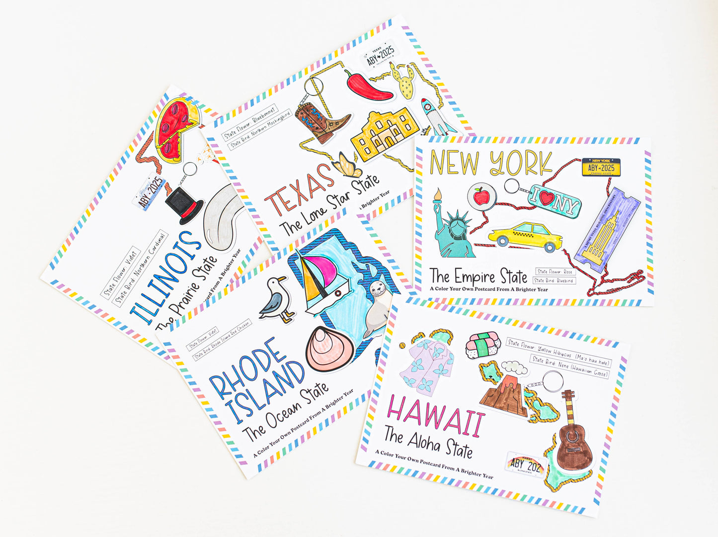 Color Your Own Illinois State Postcard