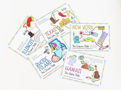Color Your Own Illinois State Postcard