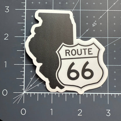 Illinois and Route 66 Highway Sign - 3" Vinyl Sticker