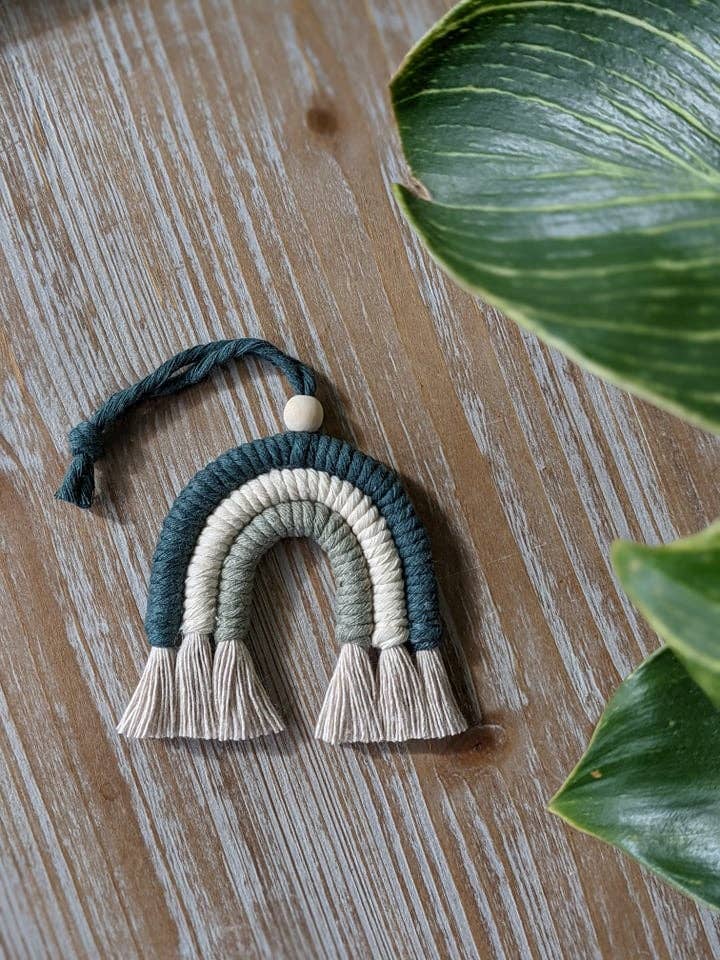 Macrame Rainbow Car Charm