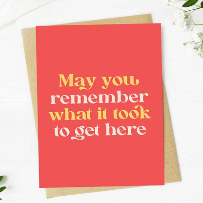 "Remember what it took to get here" Text Graduation Card