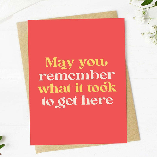 "Remember what it took to get here" Text Graduation Card