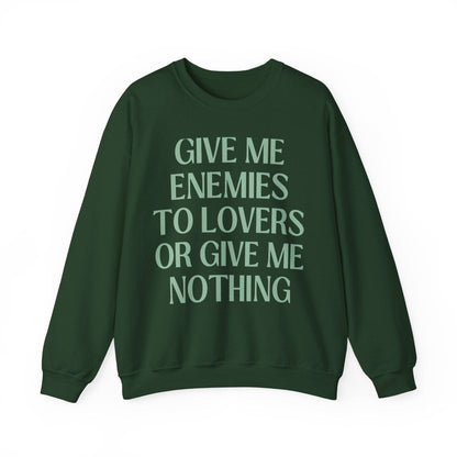 Cute Bookish Sweatshirt: Enemies to Lovers Bookworm Crewneck