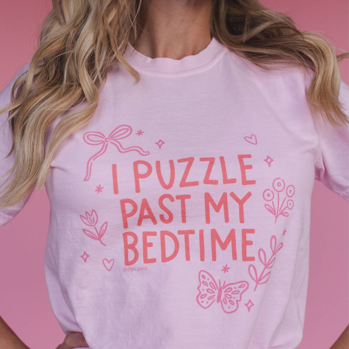 I Puzzle Past My Bedtime Tee - Blossom