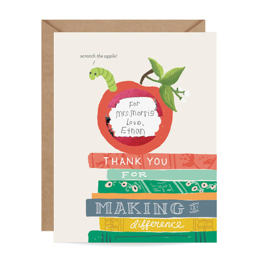 Scratch-off Card - Bookworm - Teacher/Thank You