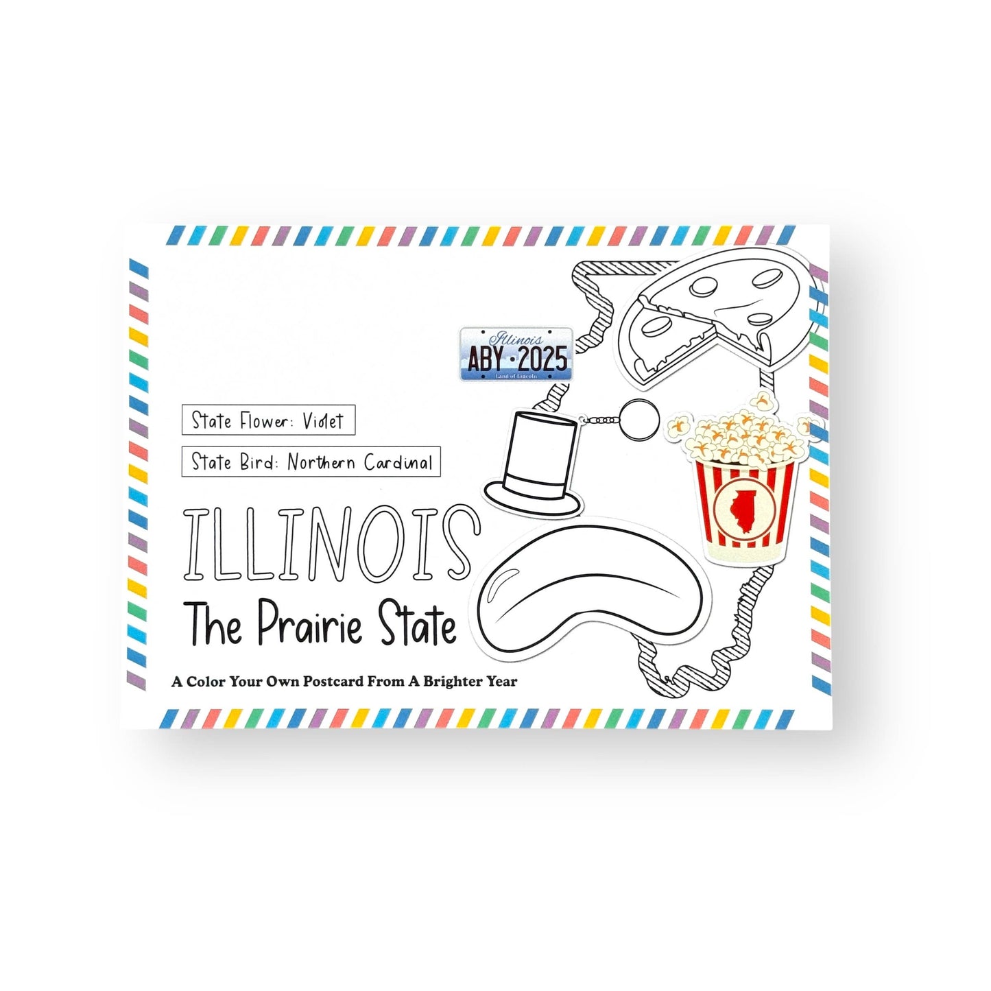 Color Your Own Illinois State Postcard