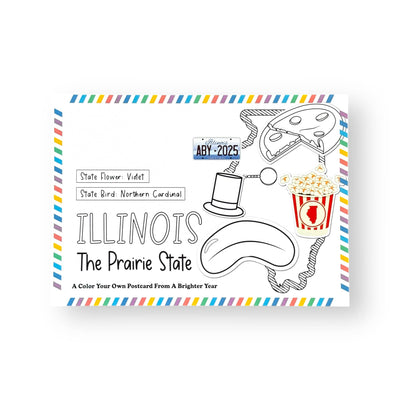 Color Your Own Illinois State Postcard
