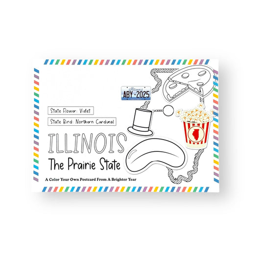Color Your Own Illinois State Postcard