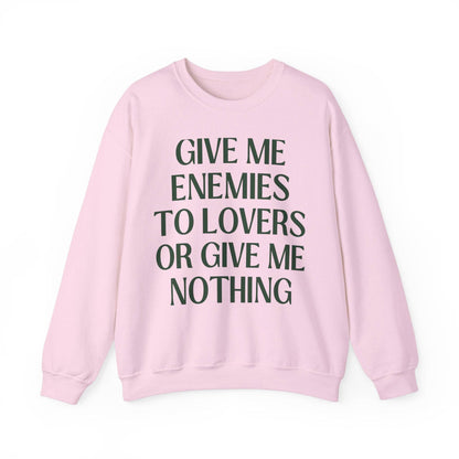 Cute Bookish Sweatshirt: Enemies to Lovers Bookworm Crewneck