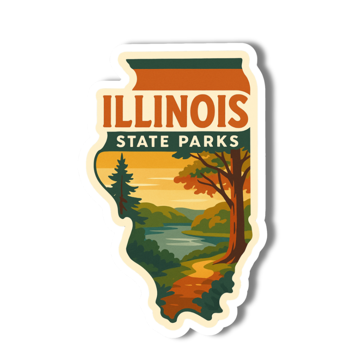 Illinois State Parks Hiking Trail State 3" Vinyl Sticker