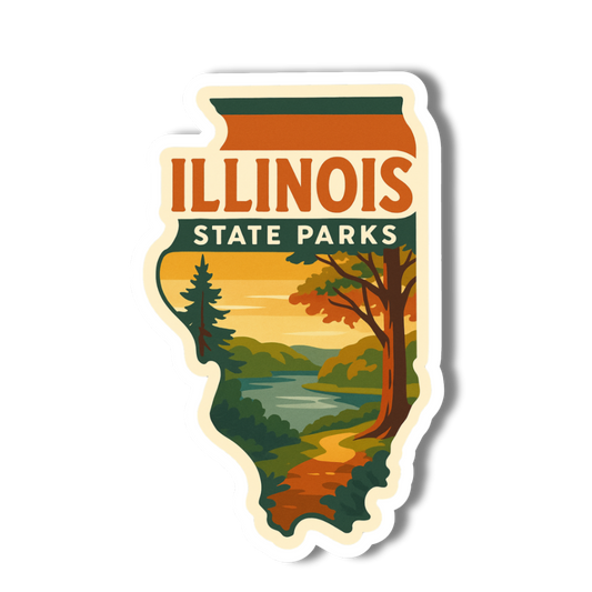 Illinois State Parks Hiking Trail State 3" Vinyl Sticker