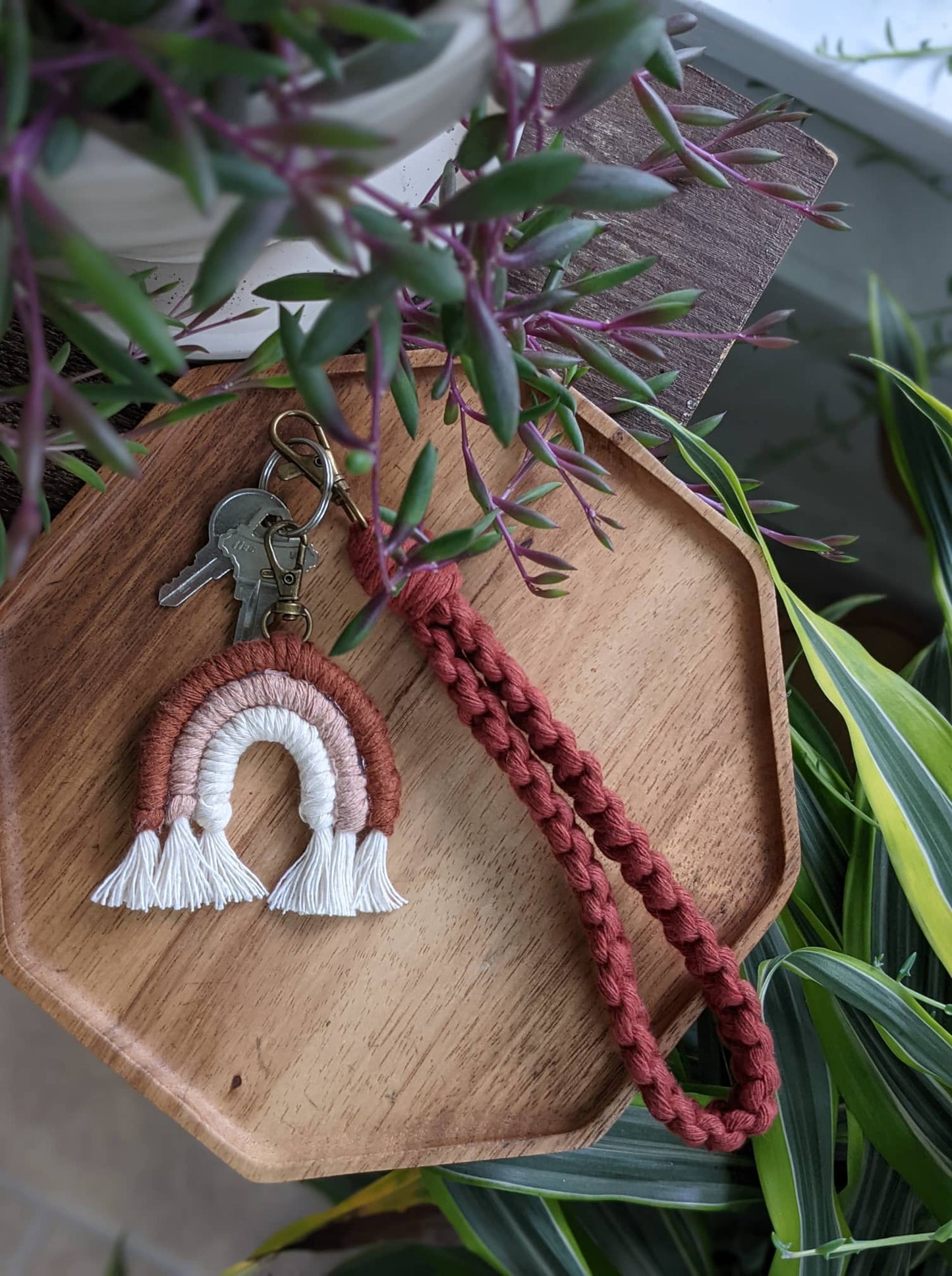Macrame Rainbow Keychain