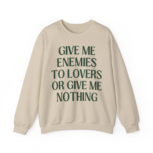 Cute Bookish Sweatshirt: Enemies to Lovers Bookworm Crewneck