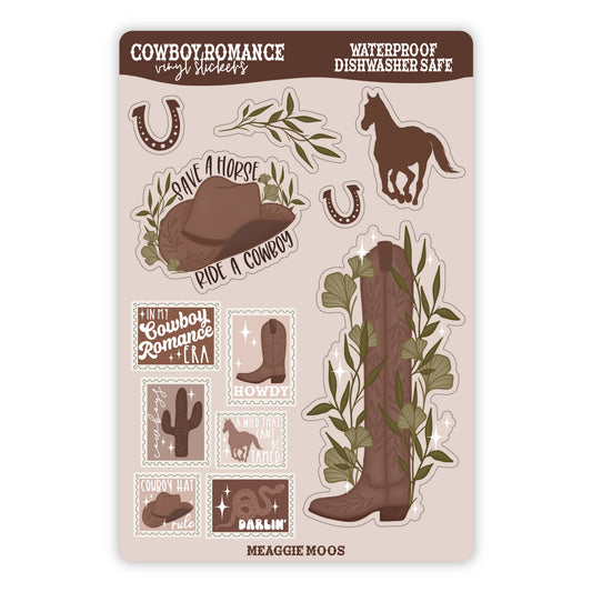 Cowboy Romance Bookish Western Reader Vinyl Sticker Sheet
