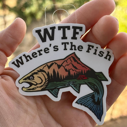 WTF - Where's The Fish, Colorful Fishing Vinyl Sticker