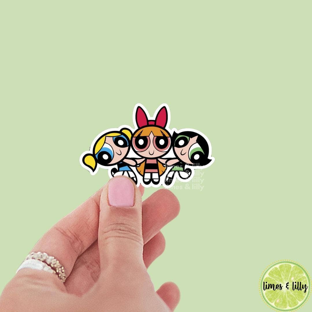 Power Puff Group Cartoon Vinyl Sticker | Funny Y2K 90s