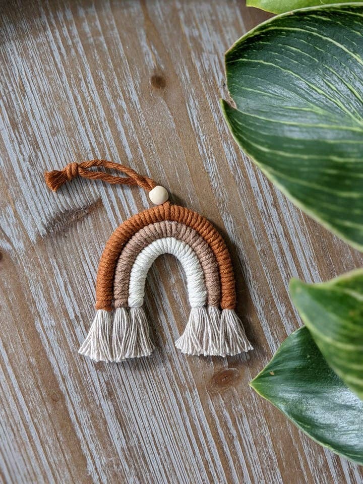 Macrame Rainbow Car Charm