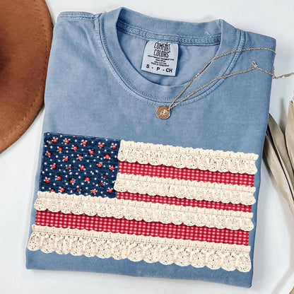 Comfort Colors American Flag Shirt,FauxPatchwork USA Sweater