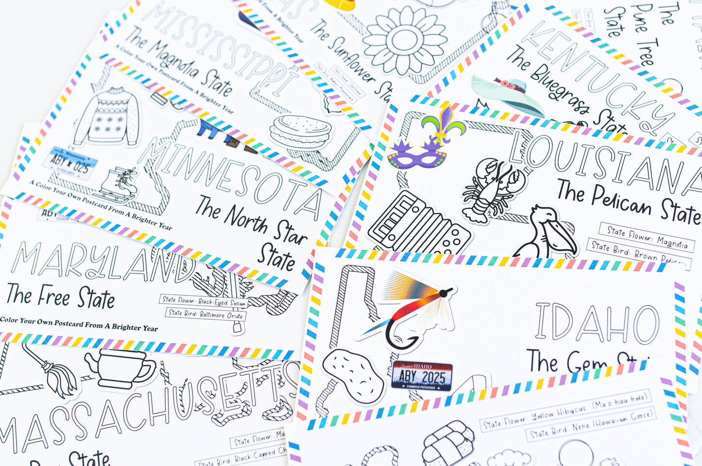 Color Your Own Illinois State Postcard