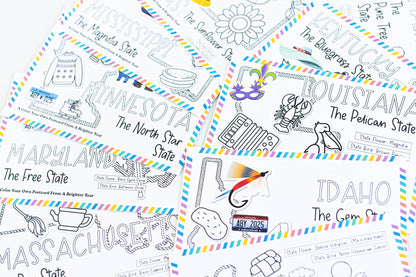Color Your Own Illinois State Postcard