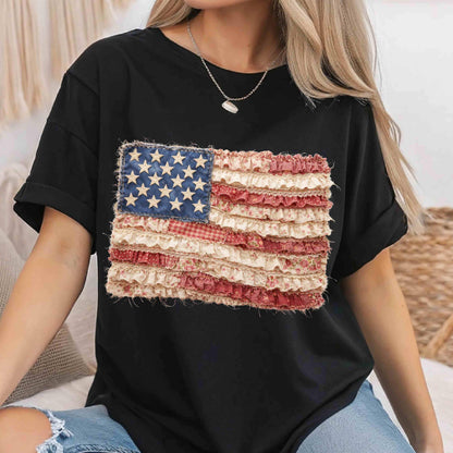 Comfort Colors Faux Patchwork USA Flag Shirt