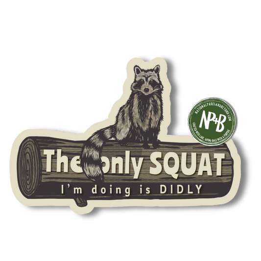 The Only Squat I’m Doing Is Didly Raccoon Sticker