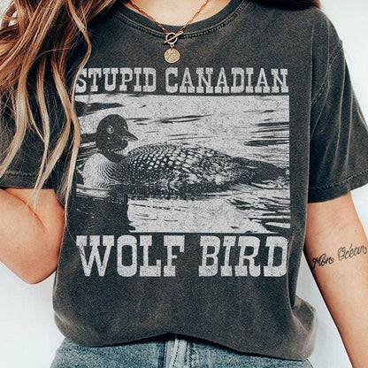 Stupid Canadian Wolf Bird Hollanov Comfort Colors Shirt