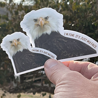 I'm Fine, It's Just My Face Eagle Funny 3" Vinyl Sticker