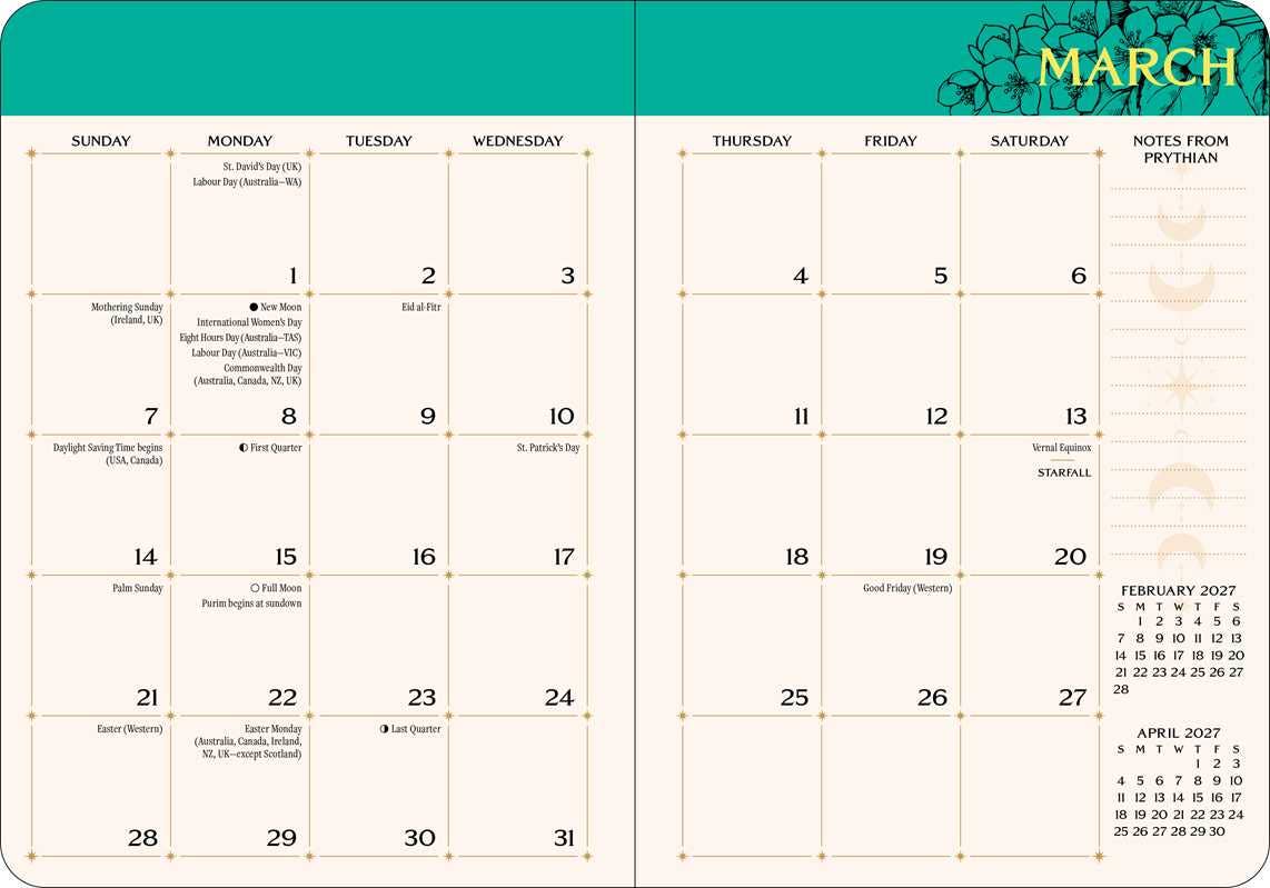 Court of Thorns and Roses 2027 Monthly/Weekly Planner Calendar